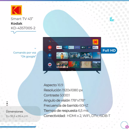 TV KODAK 43" SMART FHD KD-43ST005-2 - Imagen 3