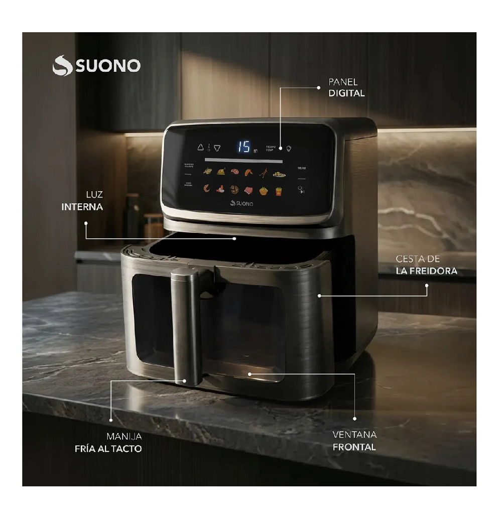 FREIDORA DE AIRE SUONO 10L HOG0360NEG - Imagen 3